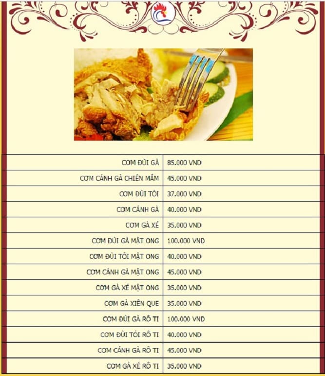 Không gian phục vụ tại Cơm Gà Hà
