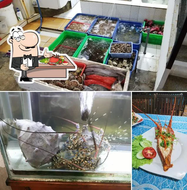 Bể hải sản và món ăn tại Bờ Kè Quán