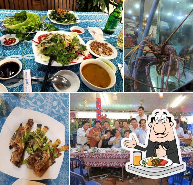 Món ăn và bàn dùng chung tại Bờ Kè Quán
