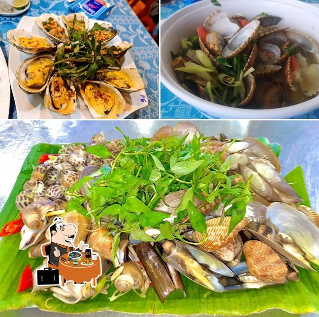 Các món hải sản chế biến tại Bờ Kè Quán
