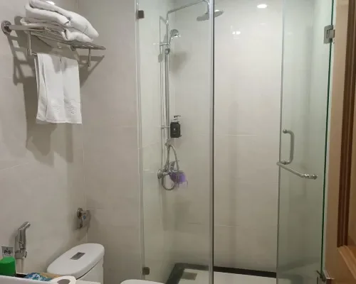 Phòng tắm có buồng tắm kính tại Elite Hotel Nha Trang